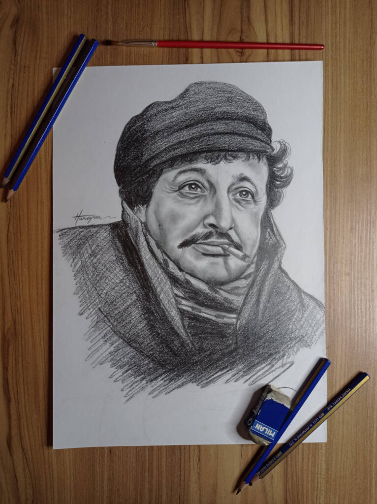 Charcoal Portrait of Metin Akpınar