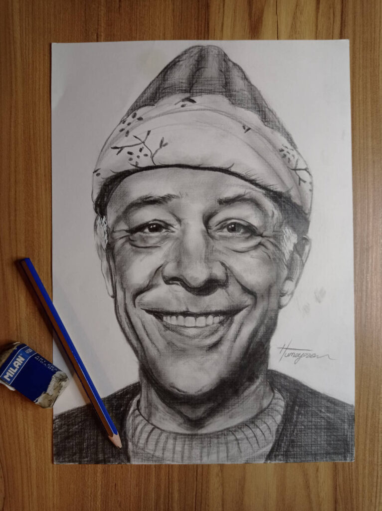 Charcoal Portrait of Münir Özkul