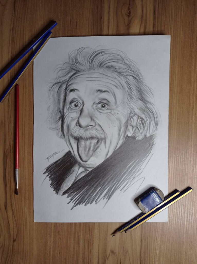 Charcoal Portrait of Albert Einstein