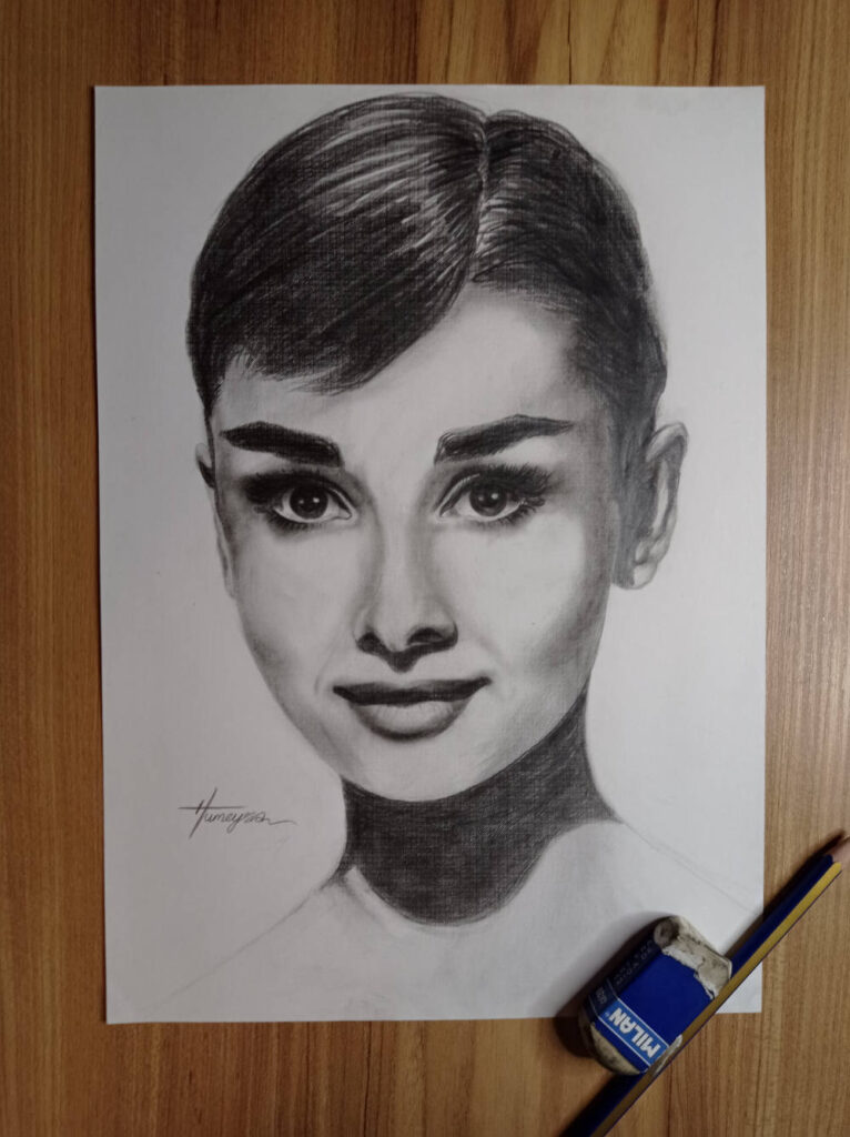 Charcoal Portrait of Audrey Hepburn