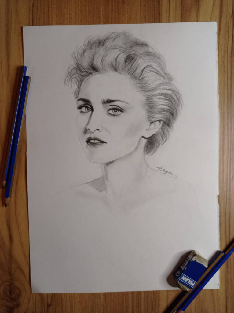 Charcoal Portrait of Madonna