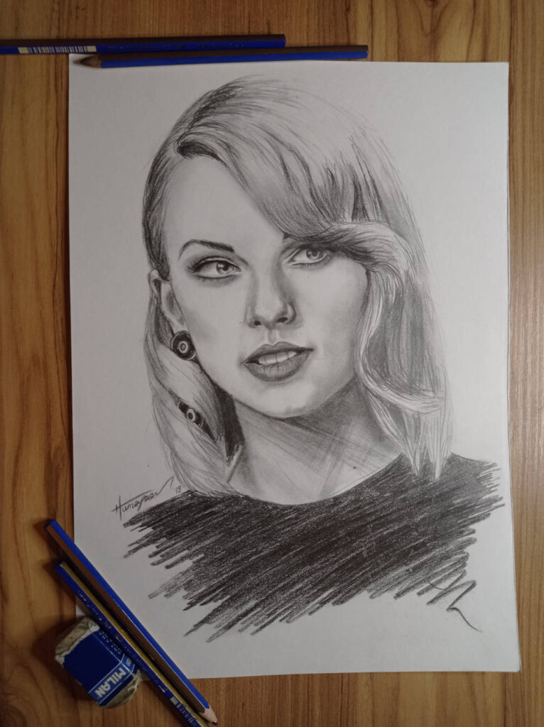 Charcoal Portrait of Taylor Swift