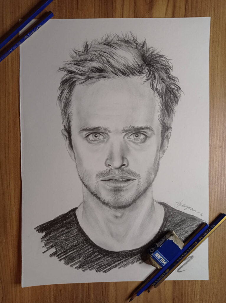 Charcoal Portrait of Aaron Paul
