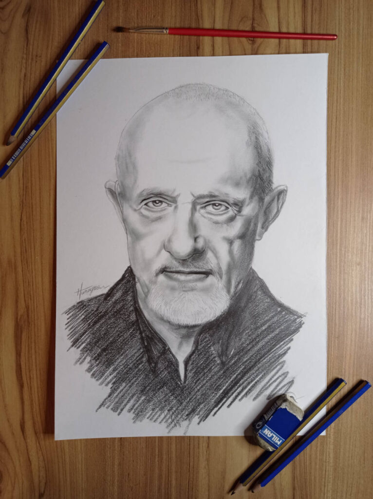 Charcoal Portrait of Jonathan Banks