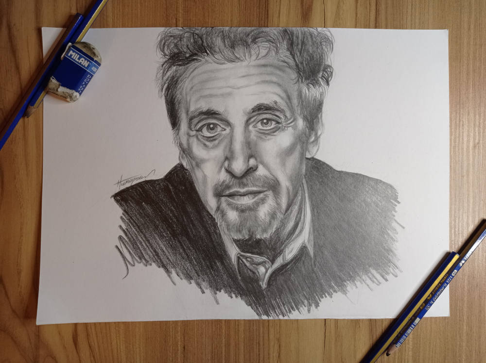 Charcoal Portrait of Al Pacino